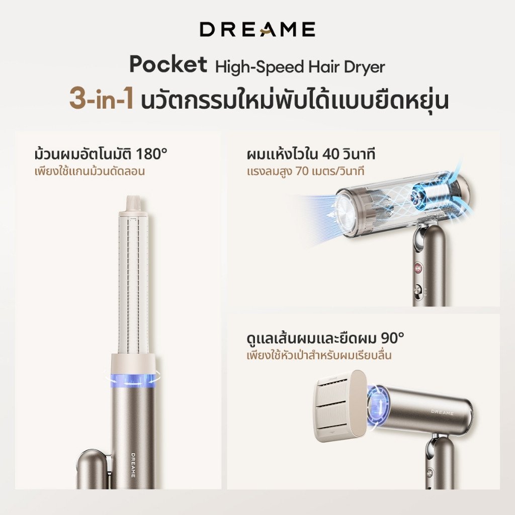 Dreame Pocket Hair Dryer ไดร์เป่าผมพกพา - Image 2