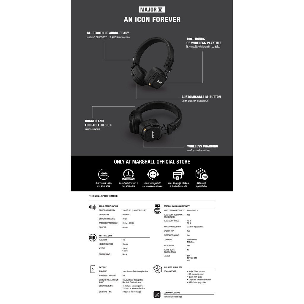 Marshall Major V Wireless Headphones - Image 7