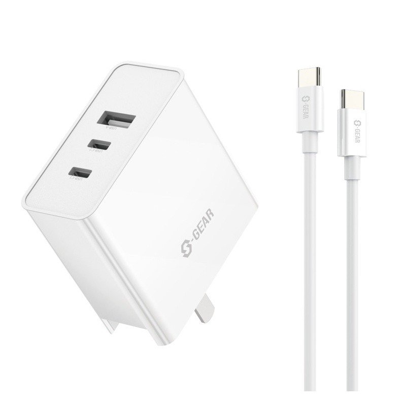 S-GEAR AD002-65W SET ADAPTER 3 PORT 65W (หัวชาร์จ+สายusb)