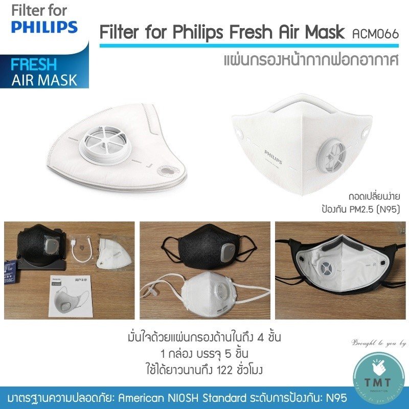 Philips Electronic Mask ACM066 Filter ฟิลเตอร์หน้ากากไฟฟ้า (1 กล่อง 5 ชิ้น) - Image 3