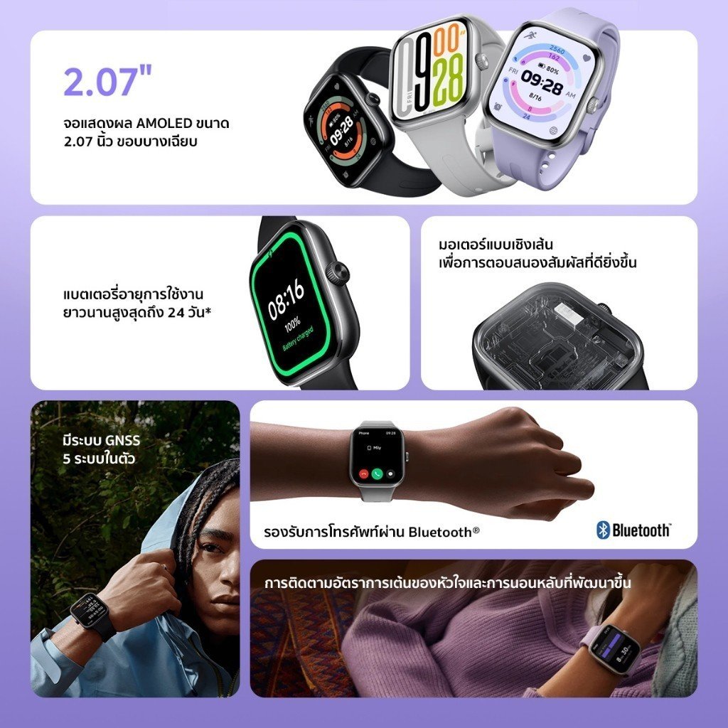 Xiaomi Redmi Watch 5 จอแสดงผลขนาด 2.07 นิ้ว 60Hz อายุการใช้งานแบตเตอรี่ยาวนานถึง 24 วัน - Image 3