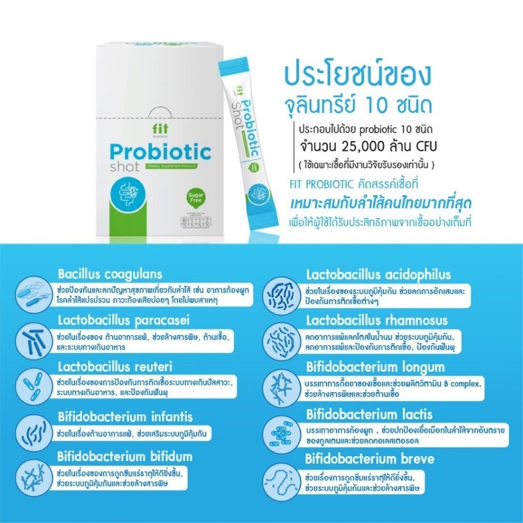 Fit Probiotic Shot | พรี+โพรไบโอติก 12 ชนิด | เสริมสุขภาพลำไส้ ขับถ่ายดี | 10 ซอง / 30 ซอง - Image 3