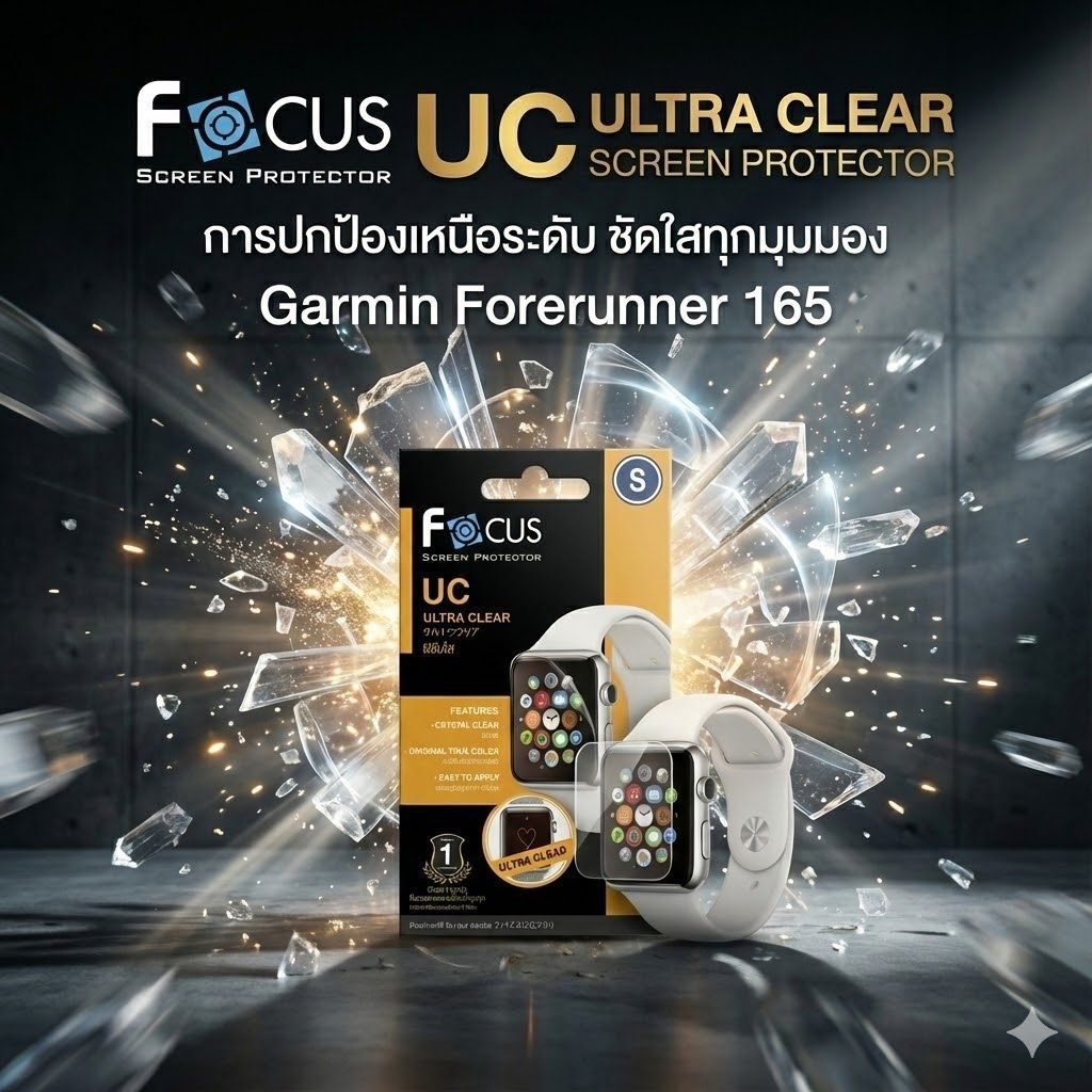 ฟิล์มใส โฟกัส Focus Garmin Forerunner 165 Ultra clear Film ฟิล์มกันรอย