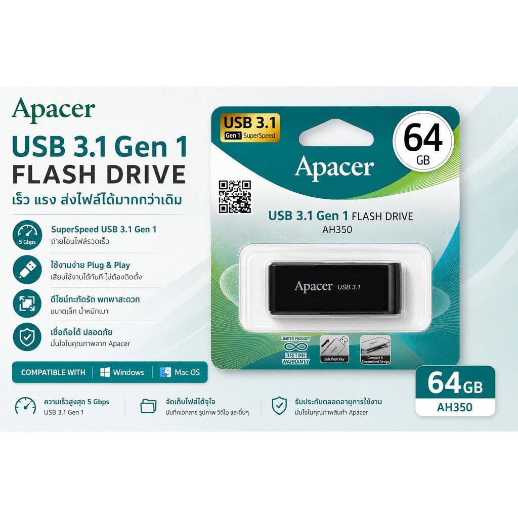 Apaccer USB Flash Drive AH350 64GB