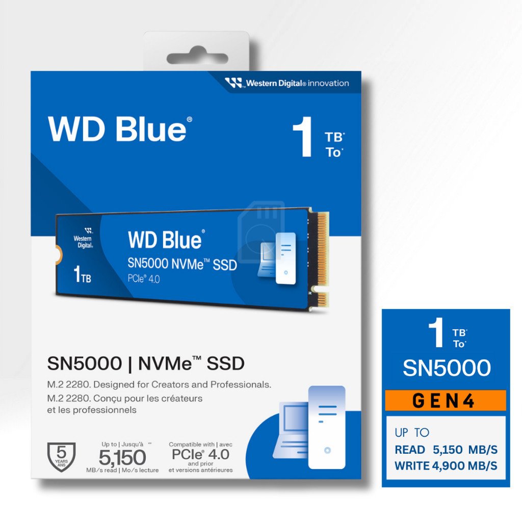 WD Blue SN5000 SSD 2TB ,1TB M.2 2280 NVMe Gen4 Speed Up to 5,150MB/s ,5Y WDS100T4B0E , WDS200T4B0E - Image 3