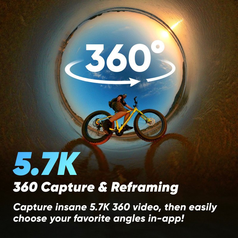 Insta360 X3 - กล้องแอคชั่นแคมเมรากันน้ํา 360 พร้อมเซนเซอร์ขนาด 1/2" 48MP, 5.7K 360 Active HDR Video - Image 2