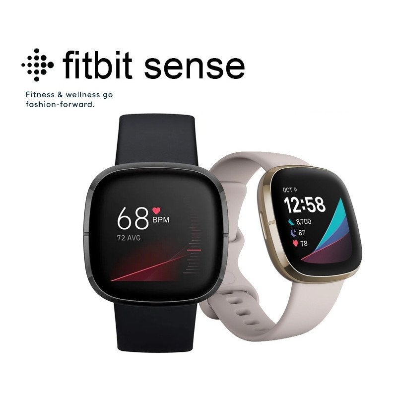 Fitbit Sense GPS Smartwatch จอแสดงผล AMOLED ในตัว GPS ติดตามความเครียด ตรวจจับความเครียด ติดตามกีฬา Smart Watch Bands