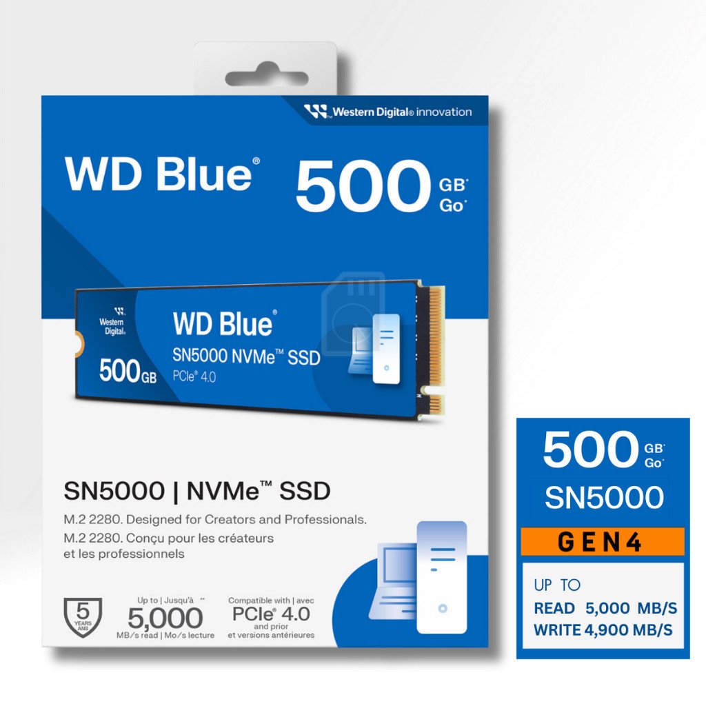 WD Blue SN5000 SSD 2TB ,1TB M.2 2280 NVMe Gen4 Speed Up to 5,150MB/s ,5Y WDS100T4B0E , WDS200T4B0E - Image 2