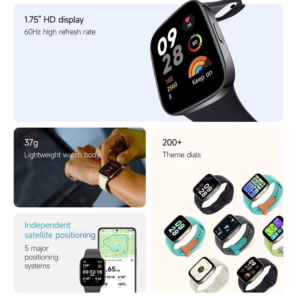 Xiaomi Redmi Watch 3 นาฬิกาข้อมือ 12 วัน หน้าจอ HD 1.75 นิ้ว วัดอัตราการเต้นของหัวใจ และออกซิเจนในเลือด - Image 2