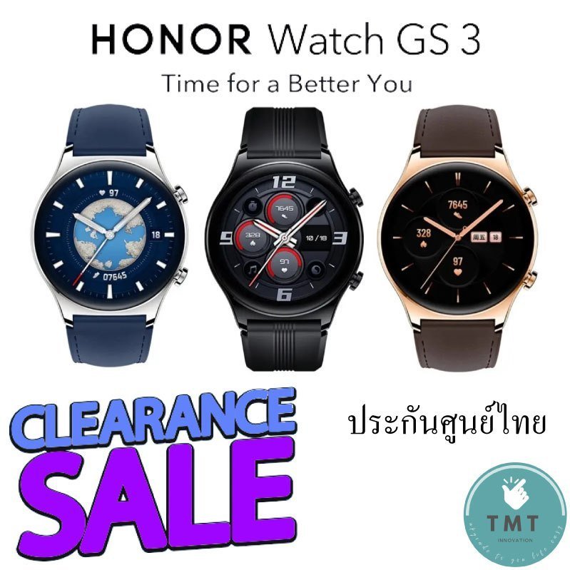 HONOR Watch GS 3 สมาร์ทวอทช์ มีGPS ในตัว ดีไซน์พรีเมี่ยม หน้าจอ AMOLED วงกลมขอบโค้ง3D รับสายสนทนาได้